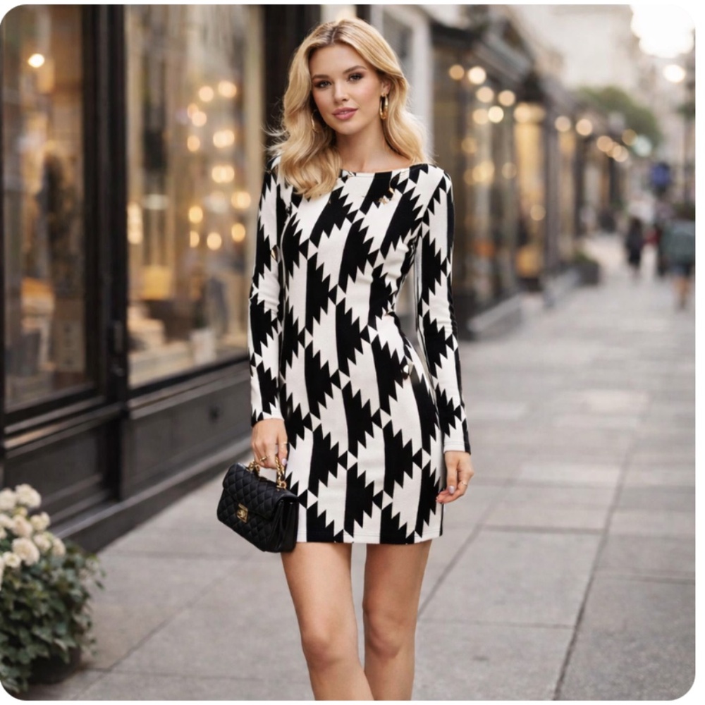 DIANE VON FURSTENBERG Lorah Native Hound Aztec Silk Shift Dress Size 6